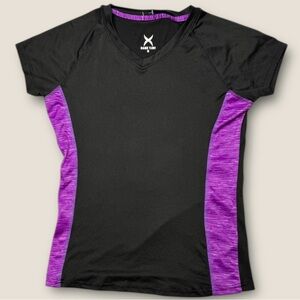 Game Time Black and Purple Women's Short Sleeve Tee Size Small